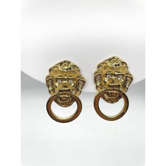 KJL for AVON Lion Head Clip Earrings - Picture 2 of 6